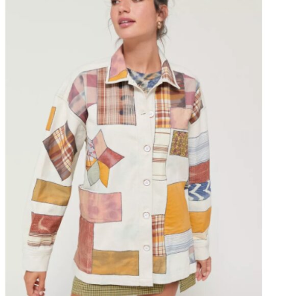 UO Women’s Kimichi Blue Patchwork Utility Jacket - Picture 5 of 8